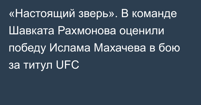 «Настоящий зверь». В команде Шавката Рахмонова оценили победу Ислама Махачева в бою за титул UFC