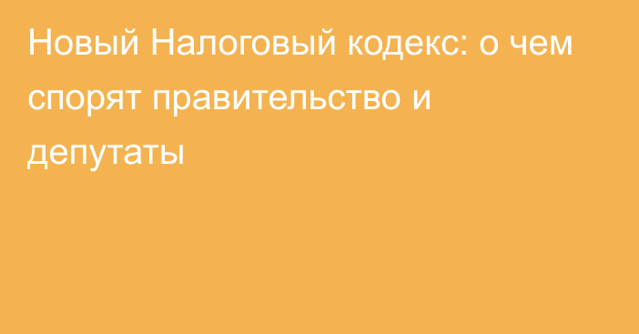 Новый Налоговый кодекс: о чем спорят правительство и депутаты