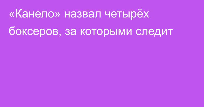 «Канело» назвал четырёх боксеров, за которыми следит