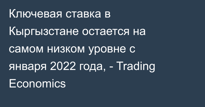 Ключевая ставка в Кыргызстане остается на самом низком уровне с января 2022 года, - Trading Economics