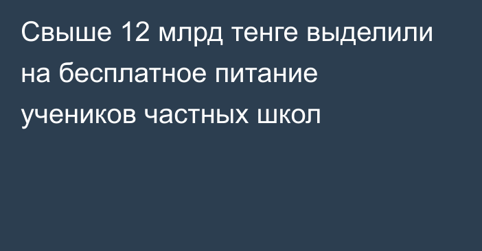 Свыше 12 млрд тенге выделили на бесплатное питание учеников частных школ