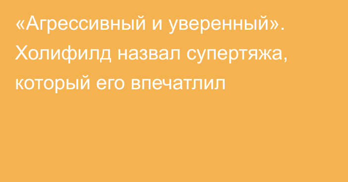 «Агрессивный и уверенный». Холифилд назвал супертяжа, который его впечатлил