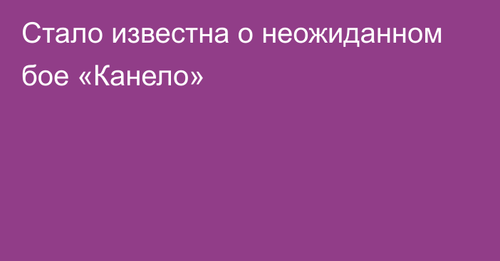 Стало известна о неожиданном бое «Канело»