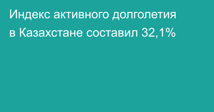 Индекс активного долголетия в Казахстане составил 32,1%