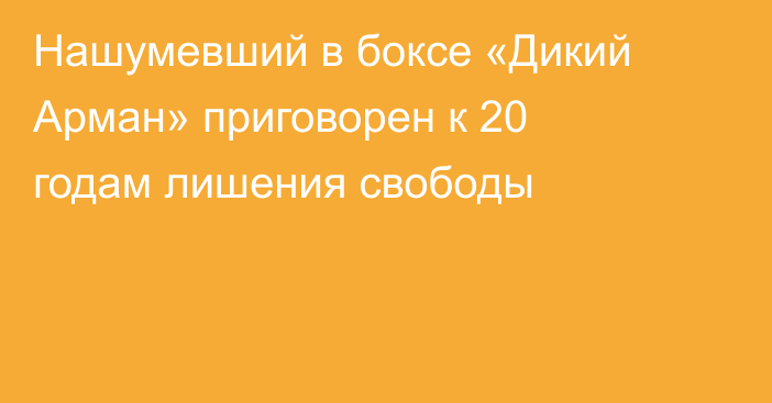 Нашумевший в боксе «Дикий Арман» приговорен к 20 годам лишения свободы