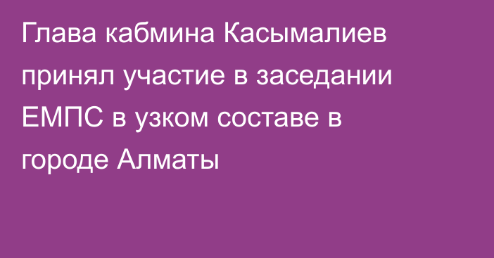 Глава кабмина Касымалиев принял участие в заседании ЕМПС в узком составе в городе Алматы