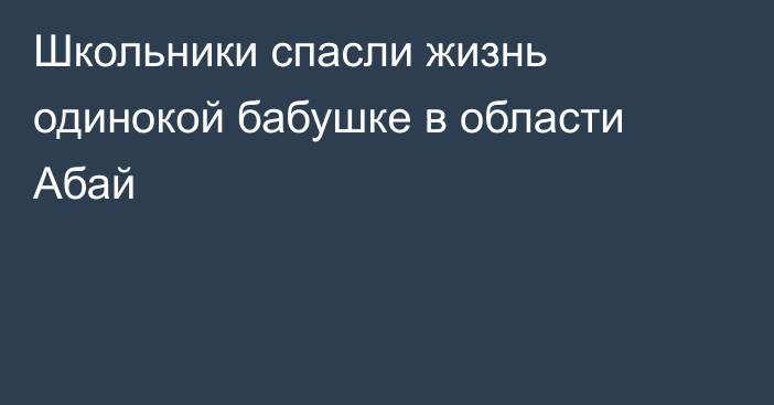 Школьники спасли жизнь одинокой бабушке в области Абай