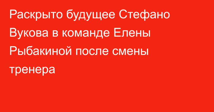 Раскрыто будущее Стефано Вукова в команде Елены Рыбакиной после смены тренера