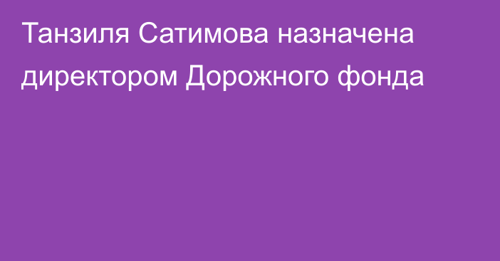 Танзиля Сатимова назначена директором Дорожного фонда 