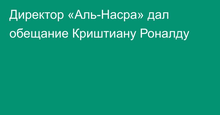 Директор «Аль-Насра» дал обещание Криштиану Роналду