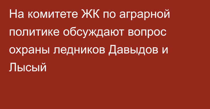 На комитете ЖК по аграрной политике обсуждают вопрос охраны ледников Давыдов и Лысый