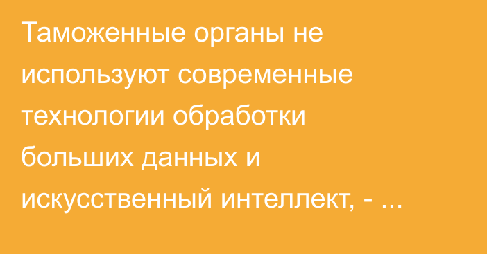 Таможенные органы не используют современные технологии обработки больших данных и искусственный интеллект, - экономист