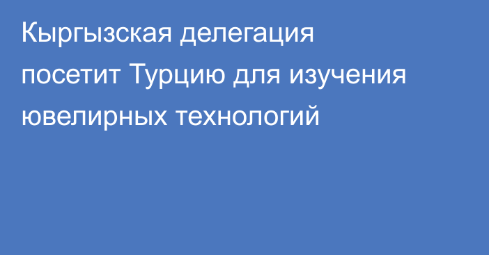 Кыргызская делегация посетит Турцию для изучения ювелирных технологий