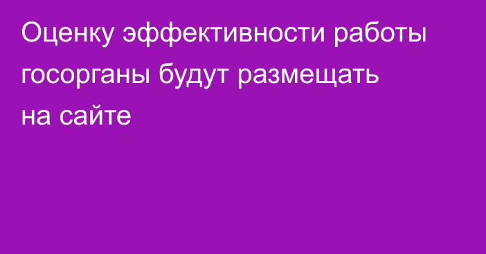 Оценку эффективности работы госорганы будут размещать на сайте