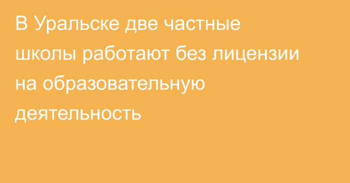 В Уральске две частные школы работают без лицензии на образовательную деятельность